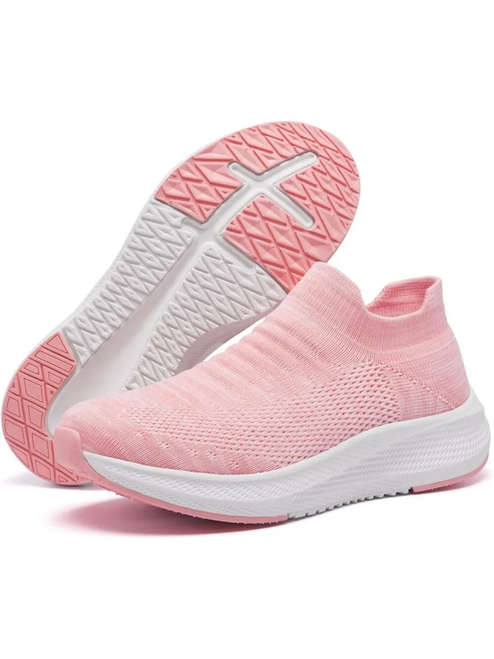 Women Light Pink Rubber Walking Shoes Comfort Lightweight Sneaker Athletic Shoes